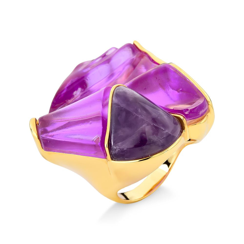 RING EXTASE - AMETHYST AND LILAC RESIN TRAJETOS