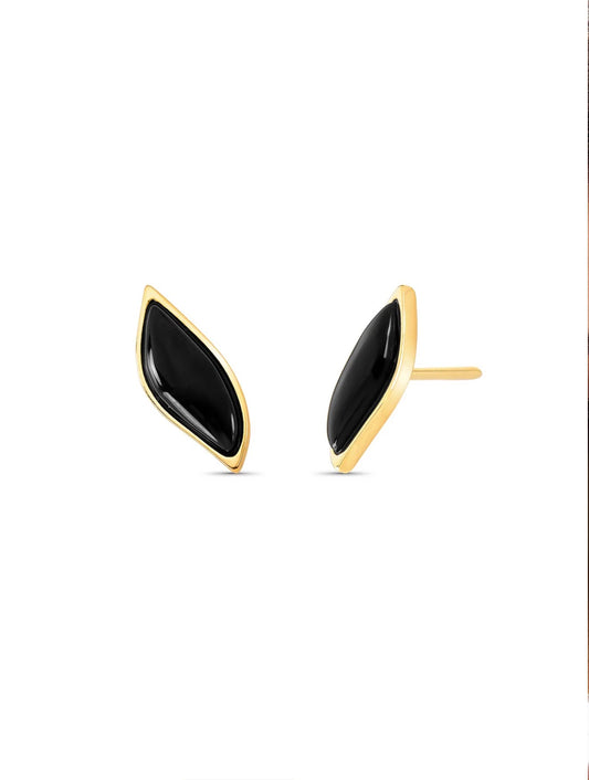 FOLHA EARRING - BLACK OBSIDIAN- ICONIC DESEJO
