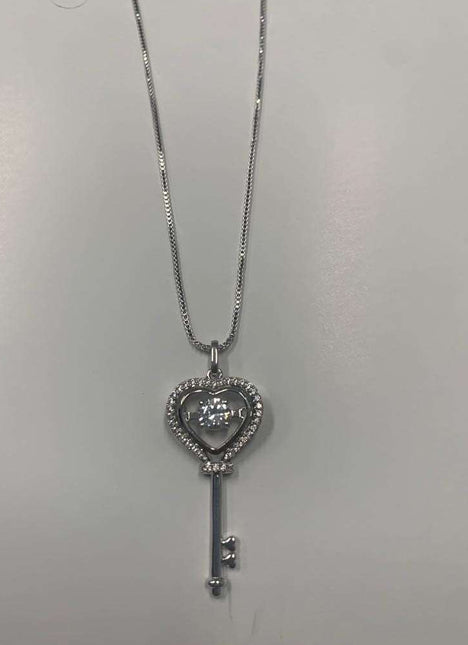 NECKLACE KEY RHODIUM / CRYSTAL - SALE