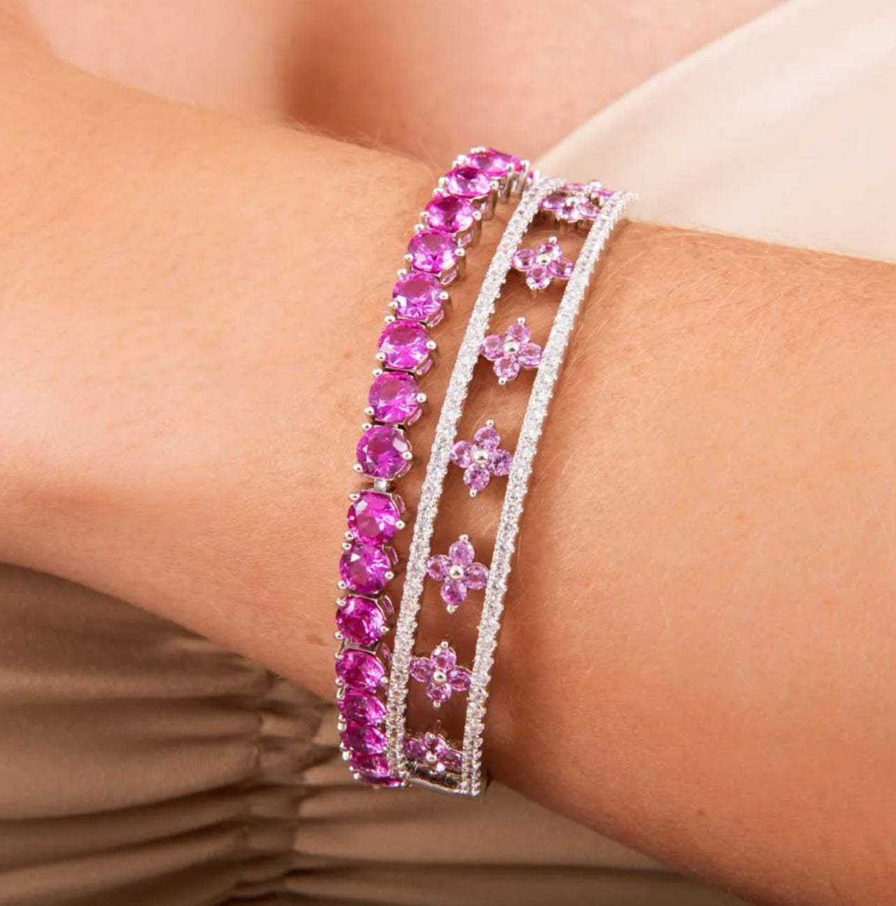 TOOFANIA BRACELET - PINK SAPPHIRE RHODIUM - SALE