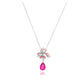 NECKLACE , EARRING AND RING CHENNAI RHODIUM CRYSTAL/PINK SAPPHIRE - SALE