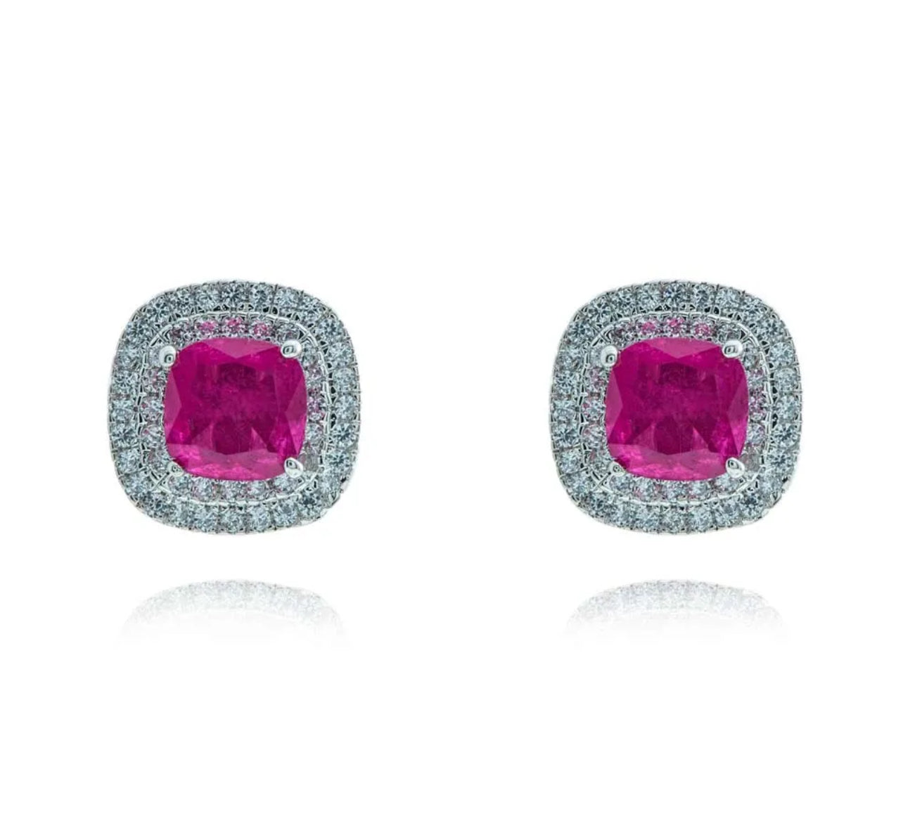 EARRING AND RING DENEVAN RHODIUM FUCHSIA - SALE