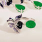 NECKLACE AND EARRING AND RING CHENNAI RHODIUM AMETHYST / EMERALD - SALE