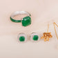 EARRING AND RING DENEVAN RHODIUM EMERALD - SALE