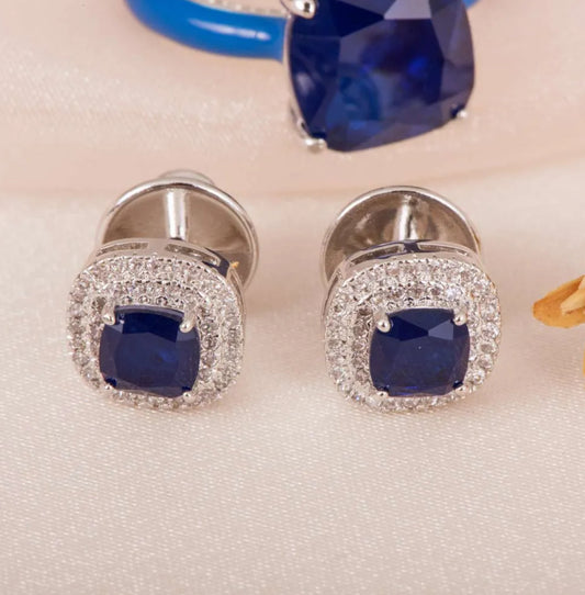 EARRING AND RING DENEVAN RHODIUM SAPPHIRE- SALE