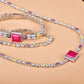 NECKLACE RHODIUM Z. AMETHYST /Z.DIAMANTE CANARIO/Z. SWISS/FUCSIA - SALE