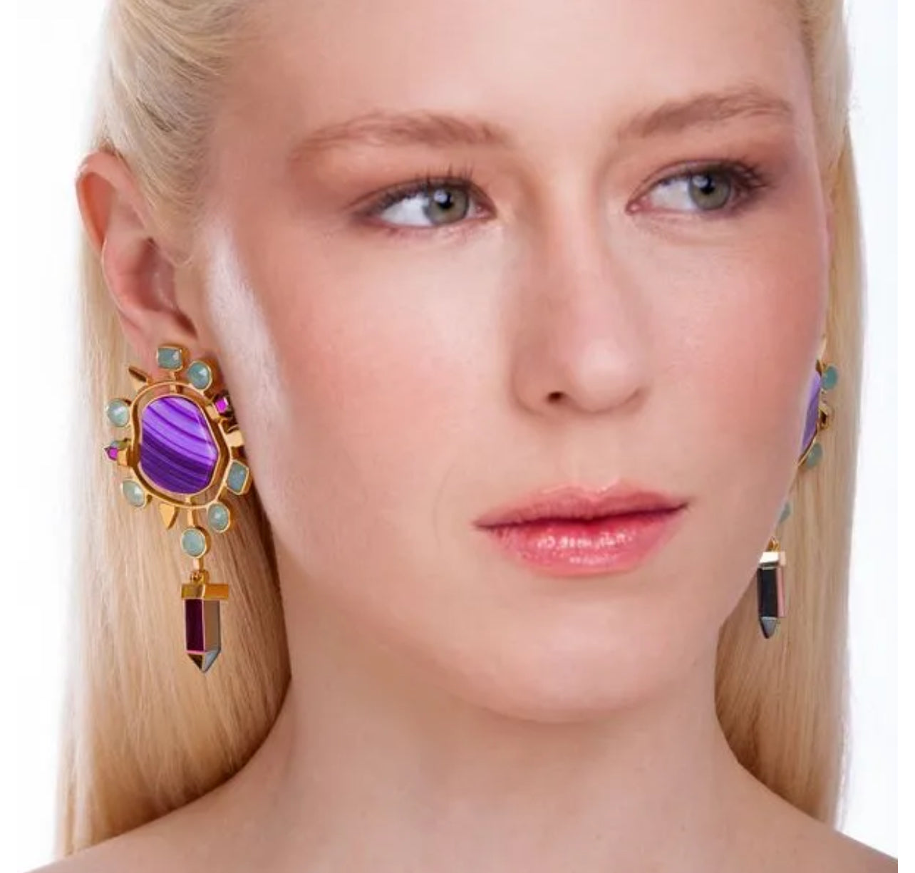 NATURE EARRING PURPLE AGATE - ICONIC