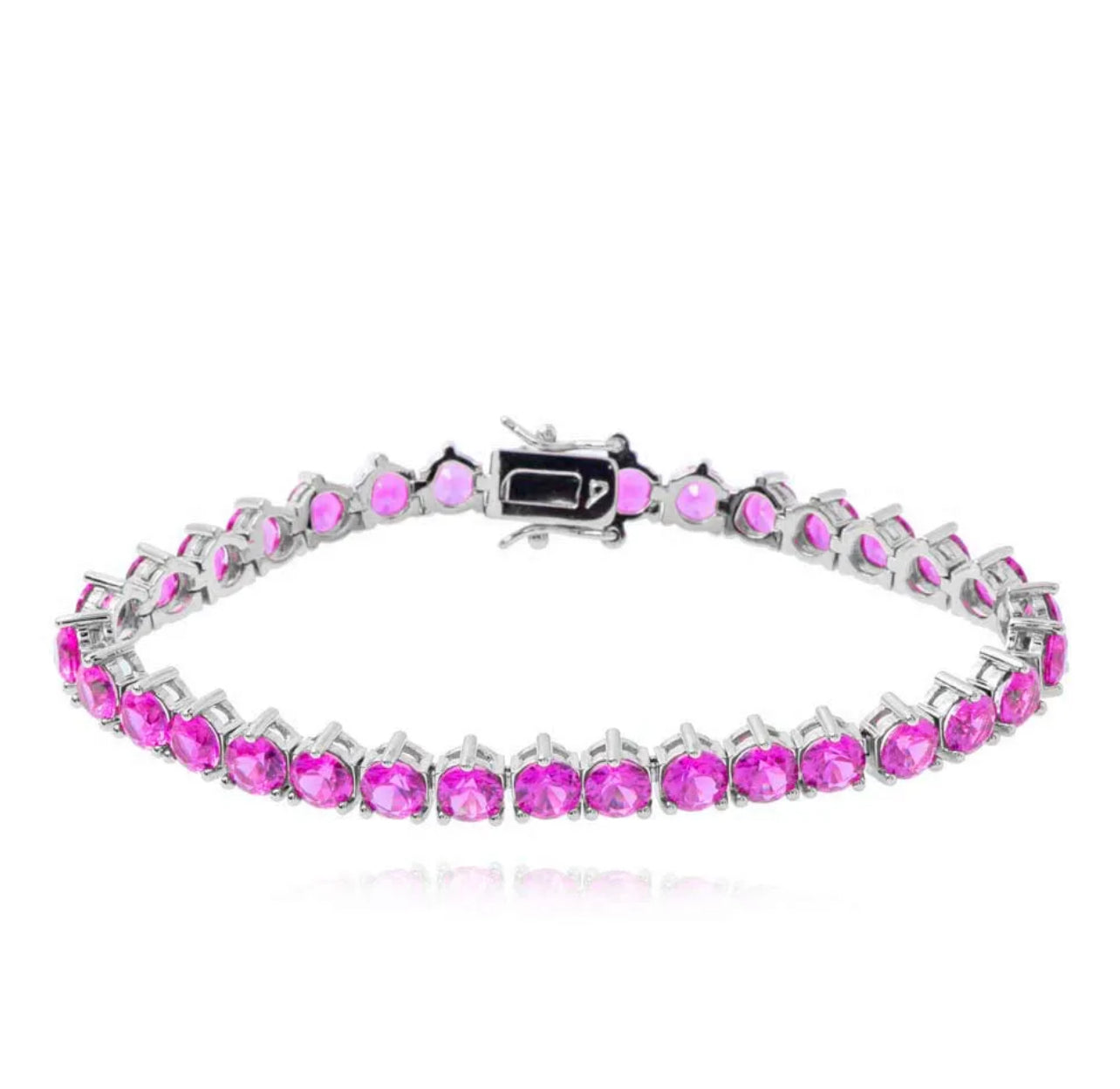 BRACELET WHITE RHODIUM EUFEMIA PINK TOURMALINE - PREMIUM