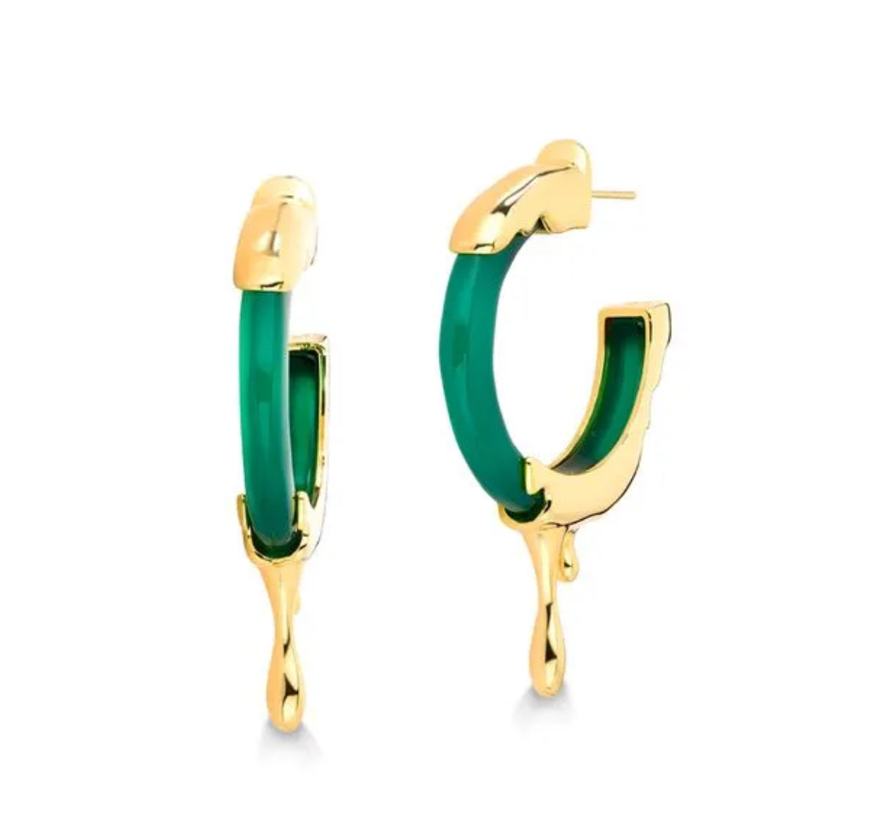 FERVOR EARRING HOOP- GREEN AGATE - ICONIC