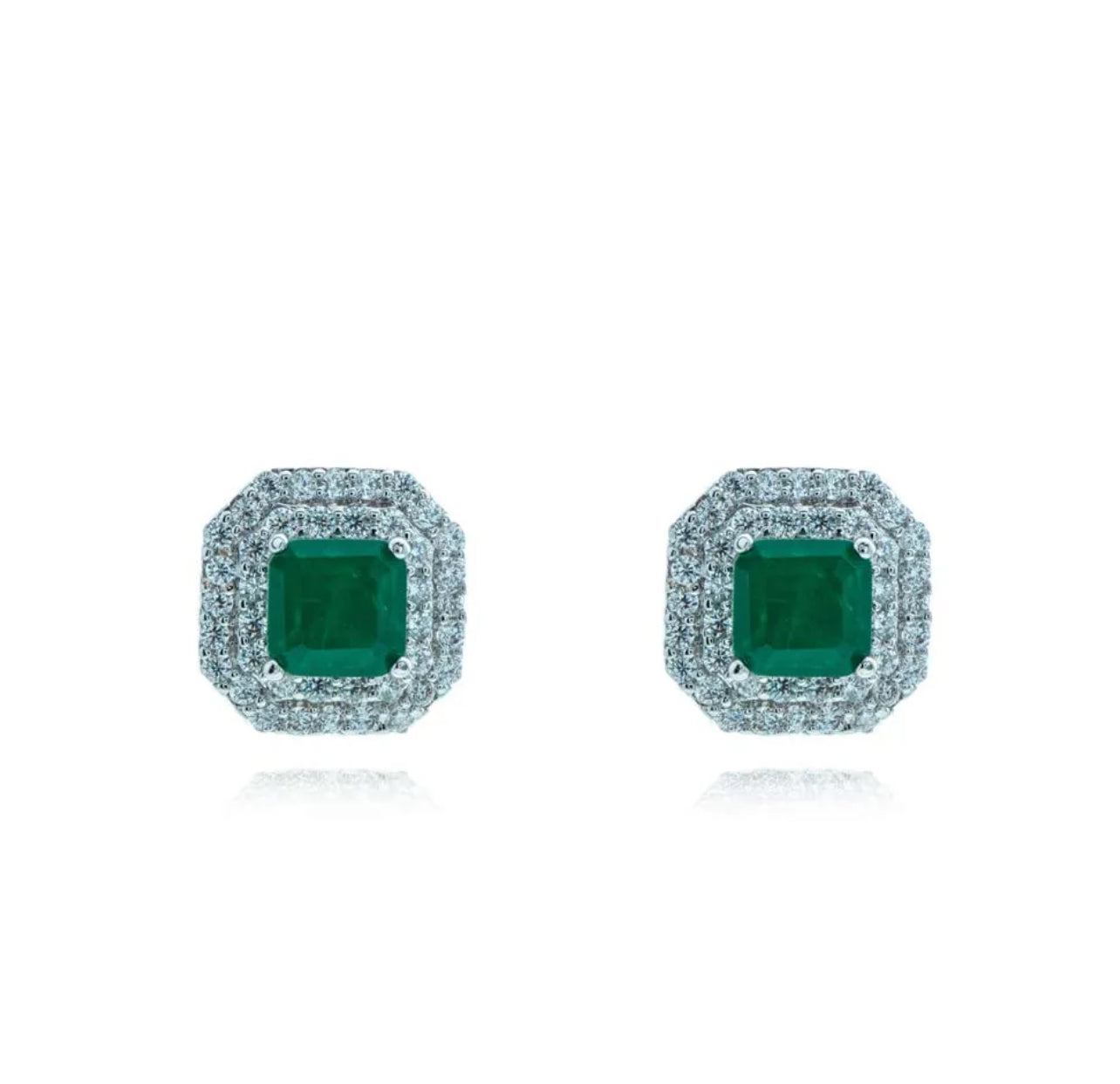 EARRING AND RING DENEVAN RHODIUM EMERALD - SALE