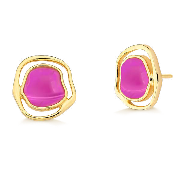 SOLEIL BABY EARRING PINK AGATE - ICONIC DESEJO