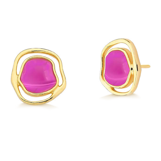 SOLEIL BABY EARRING PINK AGATE - ICONIC DESEJO