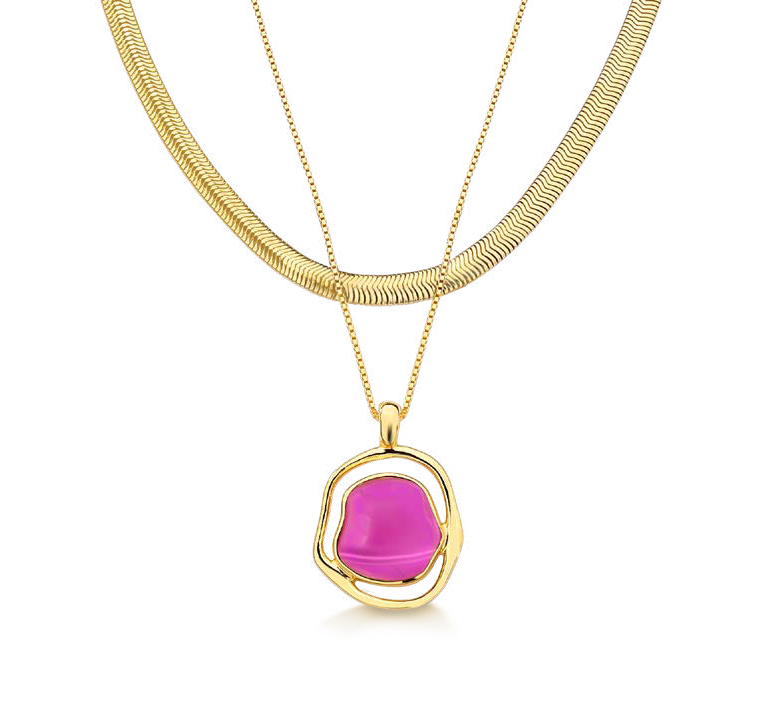 SOLEIL BABY NECKLACE PINK AGATE - ICONIC