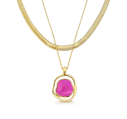 SOLEIL BABY NECKLACE PINK AGATE - ICONIC