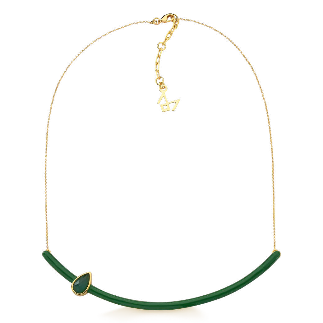 COLORS CHOKER - GRREEN AGATE - GREEN ENAMEL - SALE