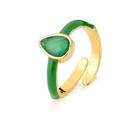 COLORS RING - GREEN AGATE - GREEN ENAMEL - SALE