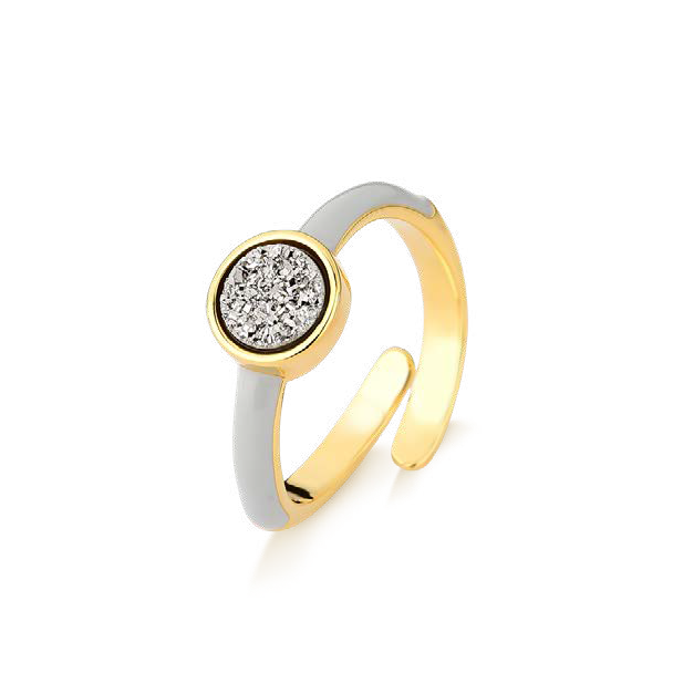 COLORS RING PLATINUM DRUSY - GRAY ENAMEL - ICONIC JANUARY 2024