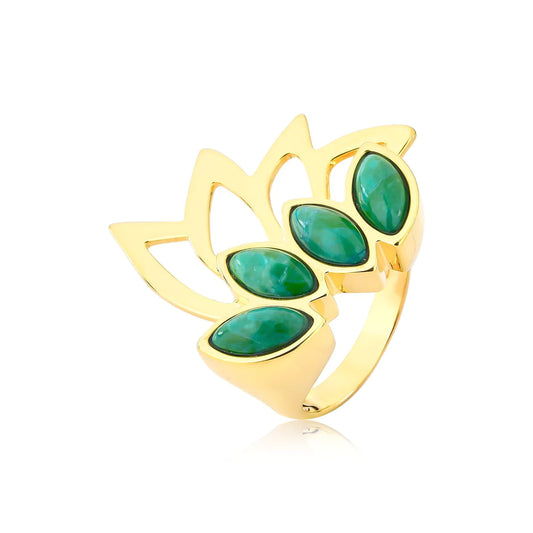 FLOURISH RING - GREEN HOWLITE - FLY ME TO THE MOON