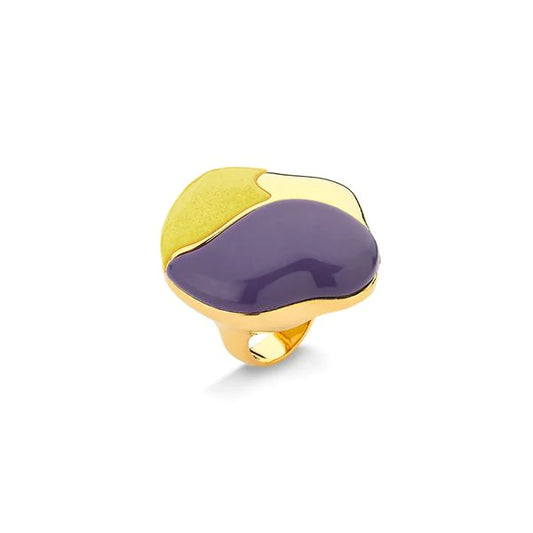 TARSILA RING - YELLOW QUARTZ/ PURPLE ENAMEL- SALE