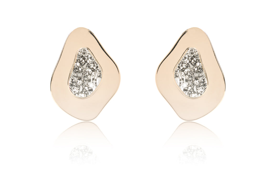 Maxi Olhar Earring in Druse Titanium Natural Stone