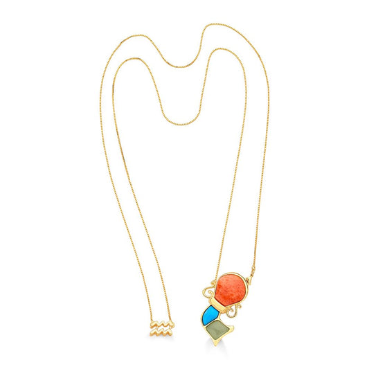 AQUARIUS NECKLACE - SIDERAL - ORANGE/ TURQUOISE/ GREEN QUARTZ