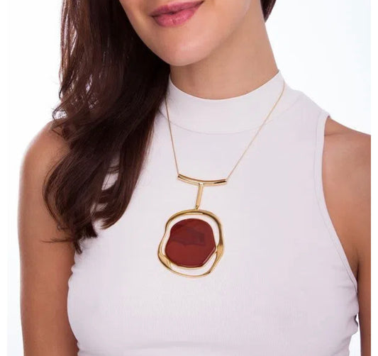 SOLEIL NECKLACE - RED AGATE