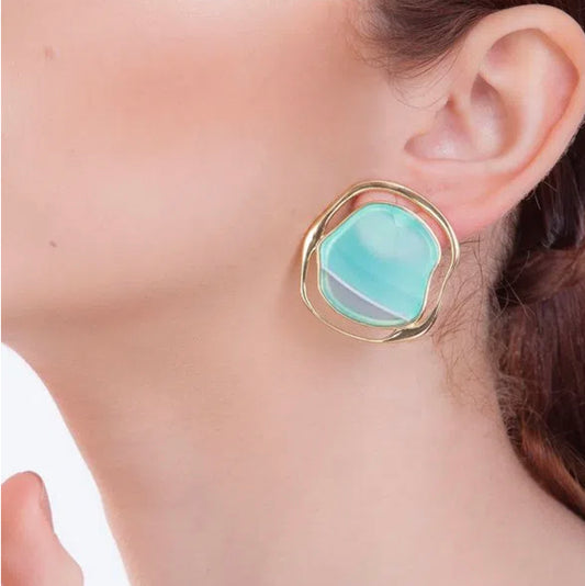 SOLEIL EARRING - BLUE AGATE ICONIC