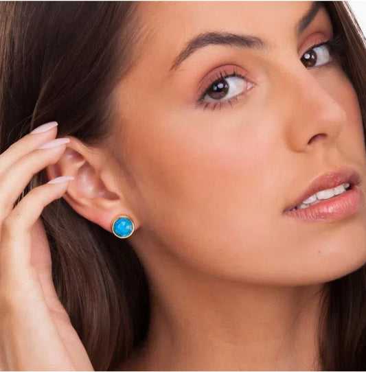 BOL FACETED EARRING - TURQUOISE HOWLITE - ICONIC FLASH SALE